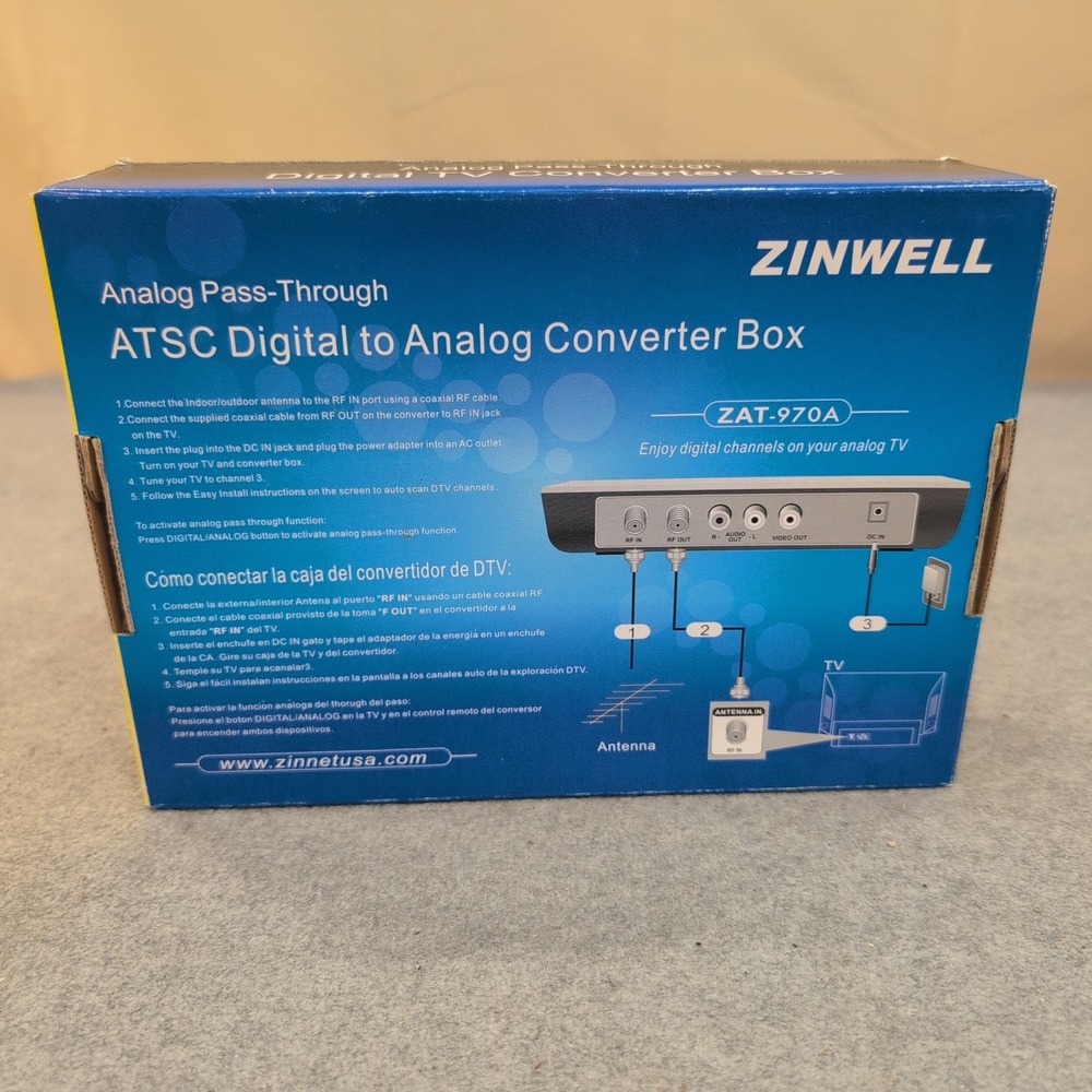 Zinwell ZAT-970A Analog Pass-Through Digital TV Converter Box SDTV White - Picture 4 of 4